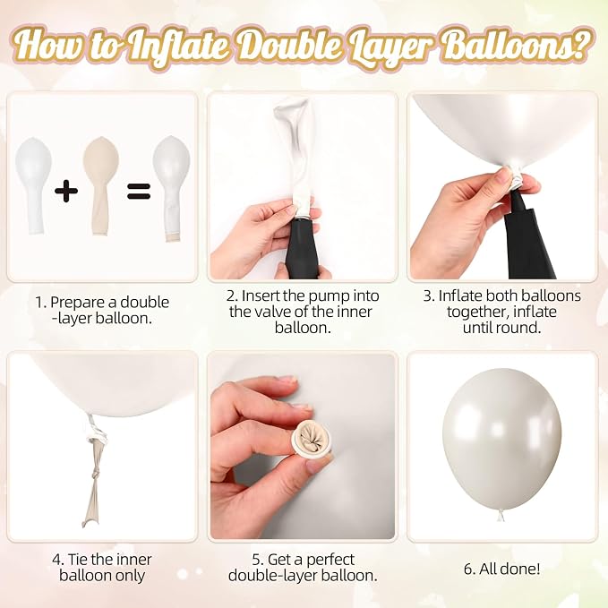 Pearl White Balloons, 35 Inch Cream Bow Balloon Foil, 12 Inch Clear Double - Image 6