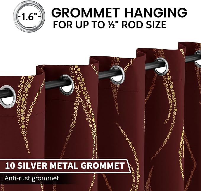 Yakamok Burgundy Blackout Curtains - Image 3