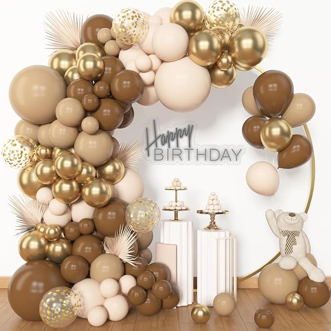 Archloon 156pcs Brown Balloon Garland Arch Kit, Different Sizes 18 12 10 5 inch by Aarchloon