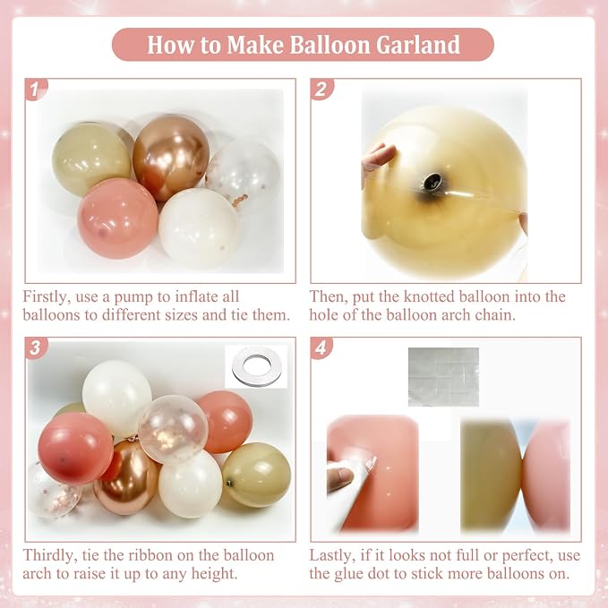 Dusty Pink Balloon Arch Kit for Boho Birthday Bridal Shower | 143Pcs Boho Blush - Image 4