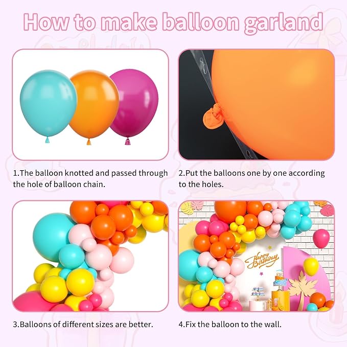 Pink Yellow Orange Balloon Garland, Balloons - Image 3
