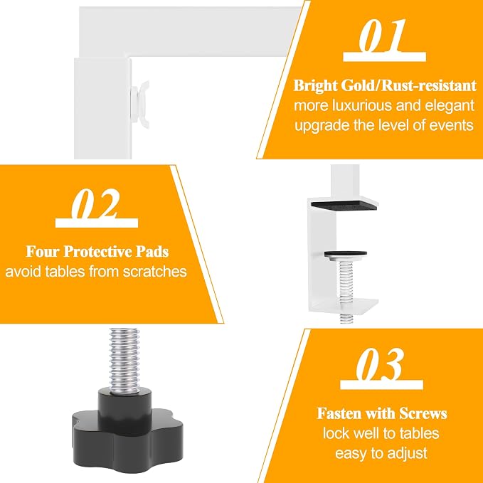 Over The Table Rod Stand with Clamps White Table Arch Banner Stand | Adjustable - Image 4
