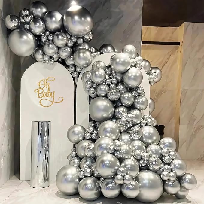Sliver Balloons 110pcs 12 Inch Metallic Sliver Balloon - Image 3