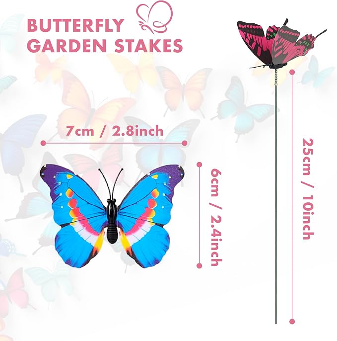 80 Pcs Decorative Butterfly Garden Stakes, 11.4 inch Waterproof Butterfly Picks - Image 2
