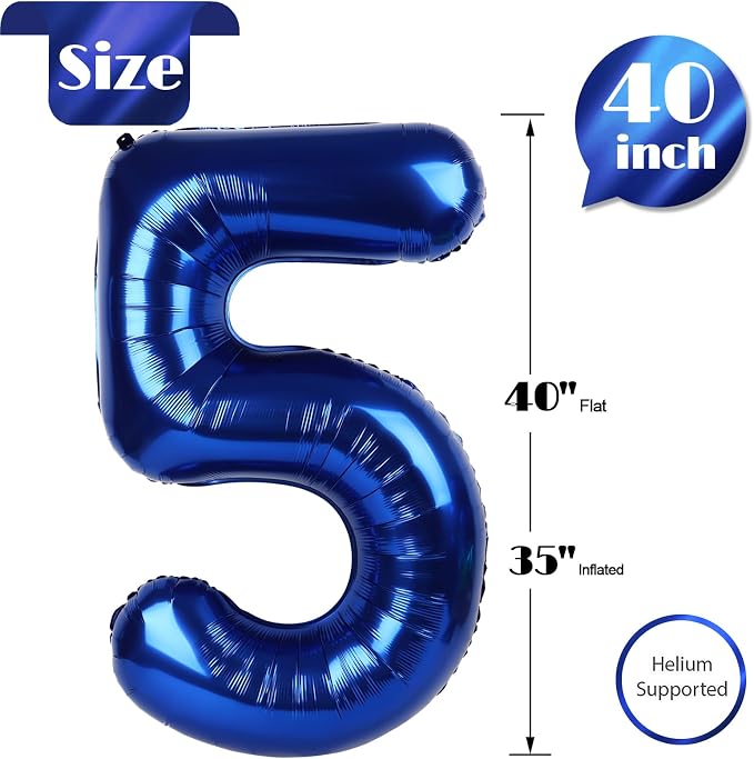 Night Blue Number 5 Balloon 40 Inch - Image 5
