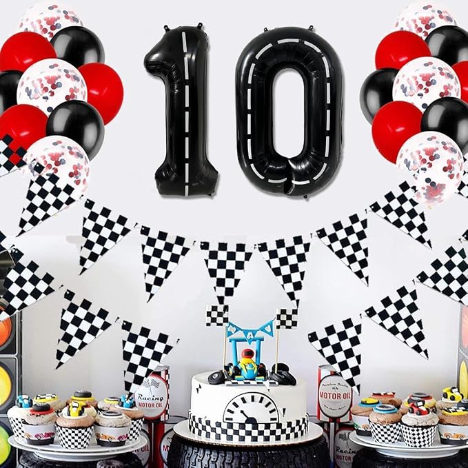 40 Inch Race Car Black Number Balloons Race Car Birthday Party Balloons Large - Image 4