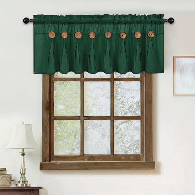 Farmhouse Valance Curtains, Boho Cotton Linen Kitchen Valance, Country Rod - Image 6