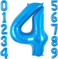 Blue 4 Balloon Number, 40 Inch Number 4 Balloon Big Blue 4 Foil Mylar Helium by BBPOOL