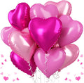 Pink Mixed Heart Balloons, 18 Inch 12 Pcs Hot Pink Foil Heart Shape Balloons by TAOYE