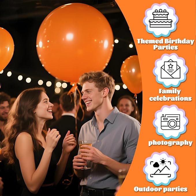 Orange Big Balloons 32pcs, 18 Inch Large Latex Giant Heavy Duty Balloons - Image 5