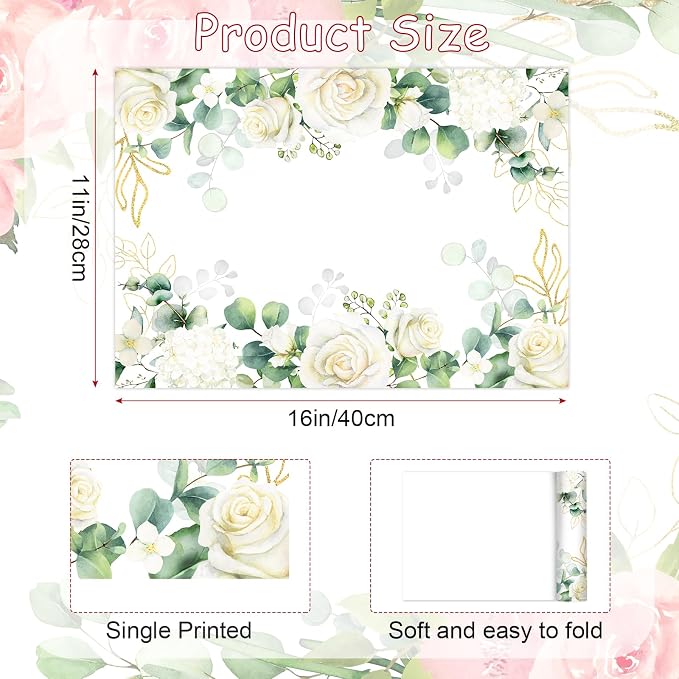 Paper Placemats Disposable 50 Pack Floral Placemat Disposable Place Mats 16 x - Image 2