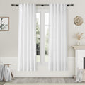 White Linen Curtains for Bedroom Thermal Insulating Back Tab Privacy Light by Nanspring