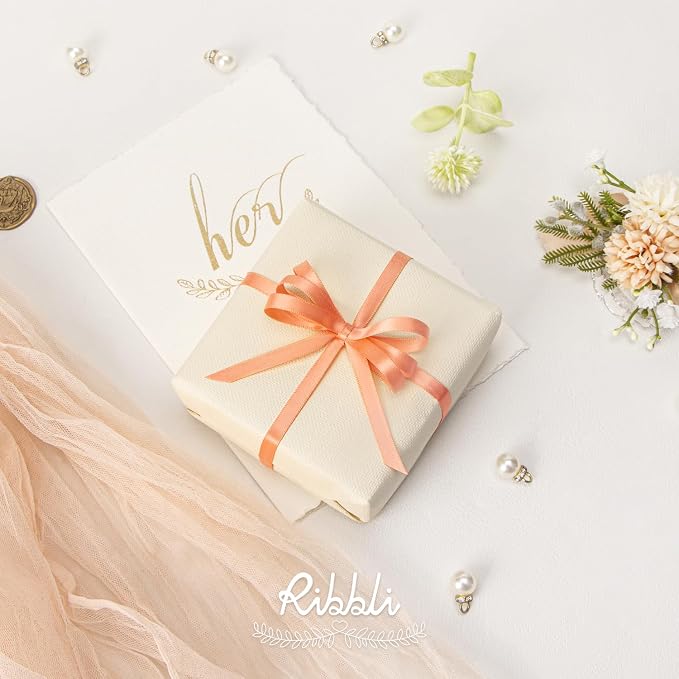 Ribbli Peach Satin Ribbon, Double Faced Satin 1/4 inch x Continuous 50 Yards - Image 2