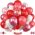 Red Balloons Set 12 Inch Red and White Balloons by HILAVO