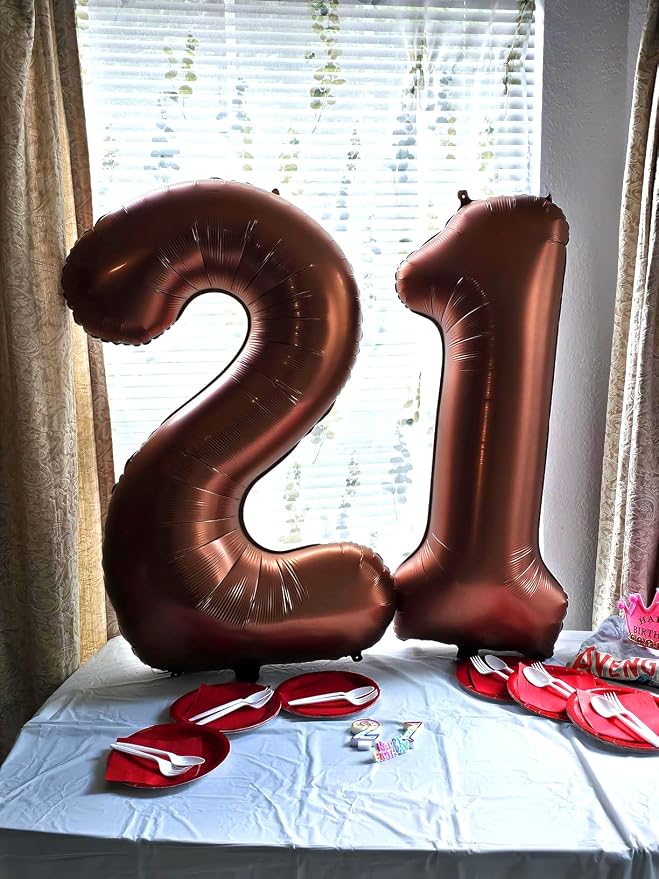 40 Inch Number 2 Balloon, Coffee Brown Birthday Decorations - Image 5