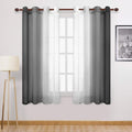 DWCN Black Faux Linen Ombre Sheer Curtains by DWCN