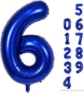 Navy Blue Number 6 Balloon, 40In Large Royal Blue Foil Number Balloons Set 0-9 by Lingqiang
