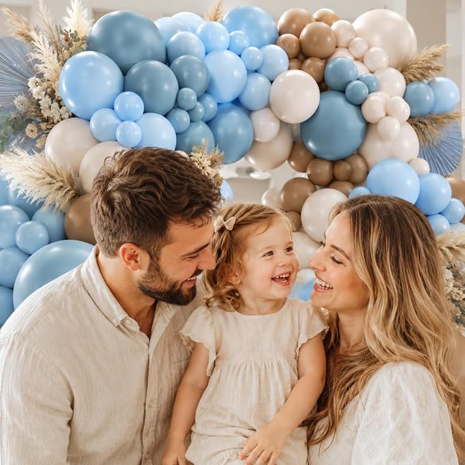 360Pcs Dusty Blue and Brown Balloons Garland Arch Kit - Image 3