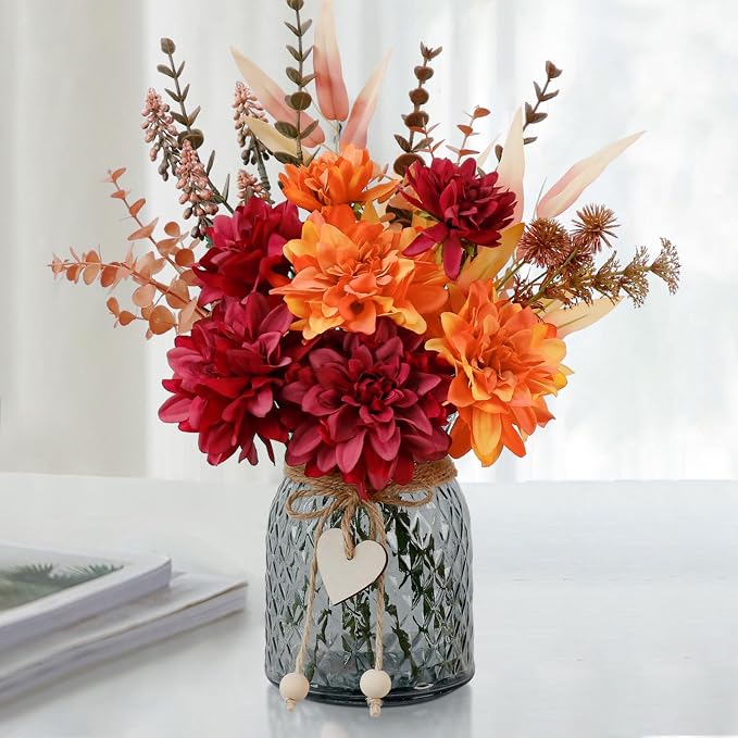 Leftover Fake Fall Flowers in Vase, Faux Flowers in Vase, Fall Floral by LEFTOVER