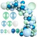 125pcs Blue Green Macaron Balloon and Metallic Blue Silver Balloon Garland Kit by LZVPL
