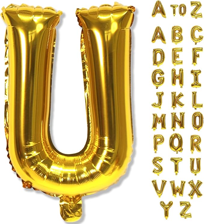 Large Custom Balloon Letters U, 40 Inch Helium Alphabet Word Balloons Decor by Lingqiang