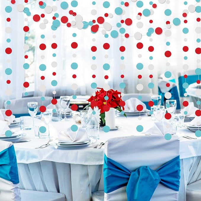 Outus 5 Pieces Colorful Circle Garland Banner Hanging Paper Dot Decorations - Image 4