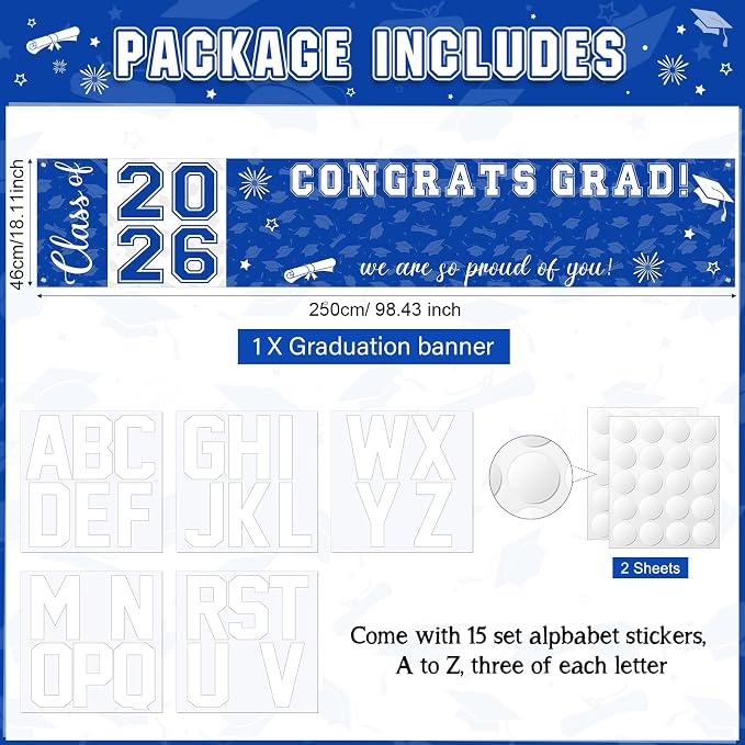 Graduation Congratulations Banner Decorations, Class of 2026 Personalized - Image 2