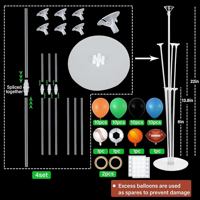 4 Sets Sports Party Balloons Stand Kit - Image 2