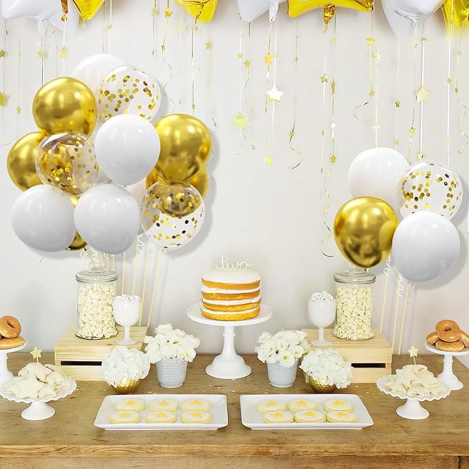 62pcs Gold White Balloons Kit - Image 5