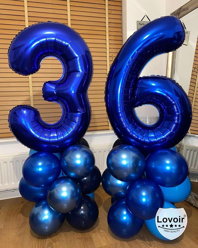 Navy Blue 35 Number Balloons, 40 Inch Giant Number 35 Balloons Foil Mylar - Image 6
