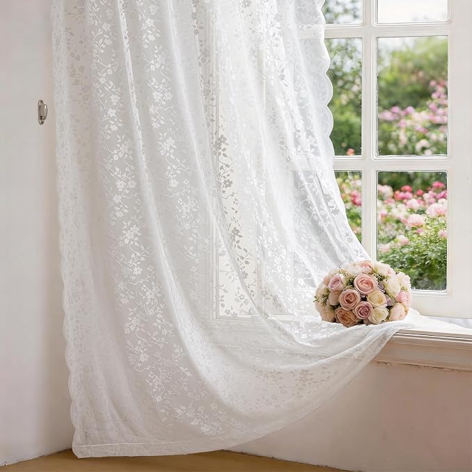 Anmao Vintage Lace Sheer Curtains 96 Inches Long - Image 8