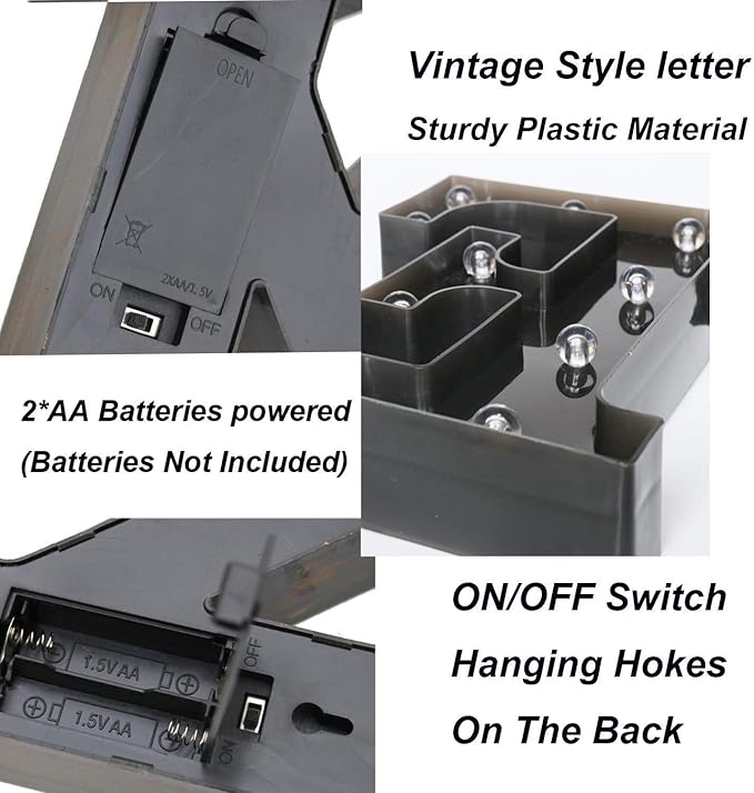 Light Up Black Alphabet Marquee Number Sign LED Marquee Number Lights Sign for Night Light Home Bar Christmas Lamp Birthday Party Wedding Decoration 0