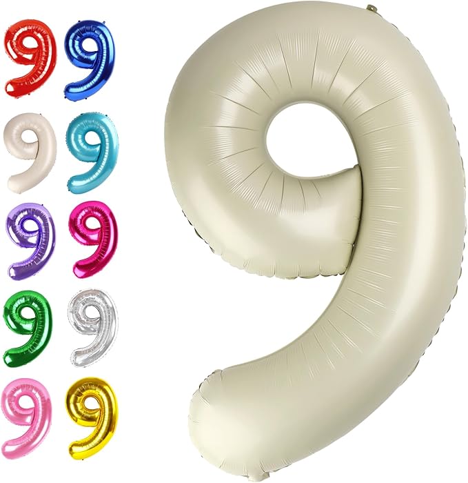 Cream White Number 9 Balloon 40 inch, Birthday Party Balloons Decorations | by Upgesy
