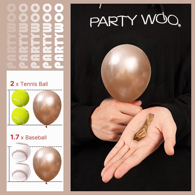 PartyWoo Metallic Rose Gold Balloons 50pcs Chrome Champagne Gold Color | 5 Inch - Image 3