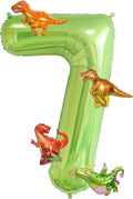 Dinosaur 7th Birthday Decorations 40 Inch Giant Green Number 7 Foil Balloon | by FacnyGather