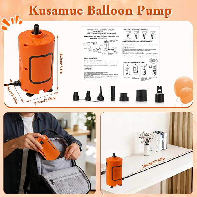 Balloon Pump Electric, Portable Balloons Inflator Air Pump | 110V Small - Image 2