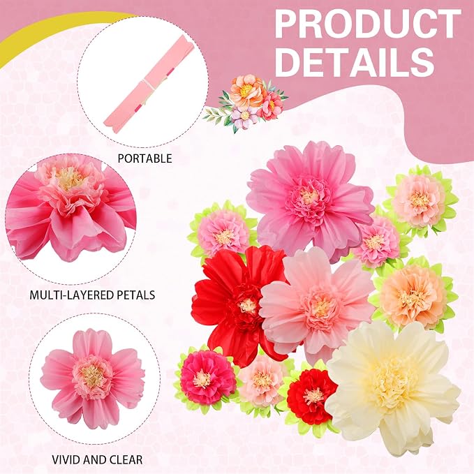 TaoBary Large Colorful Tissue Paper Flowers Giant Fiesta Paper Pom Poms - Image 4