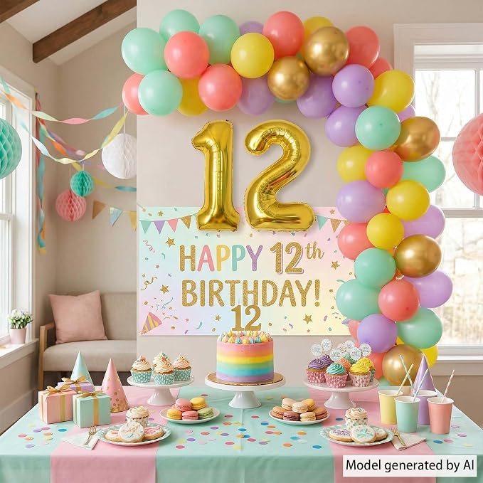 Gold Number 12 Balloon 40 Inch, Shiny Foil Decor - Image 6