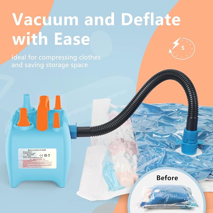 OWill Balloon Pump Electric, Portable Dual Nozzle Balloons Air Pump Electric - Image 4