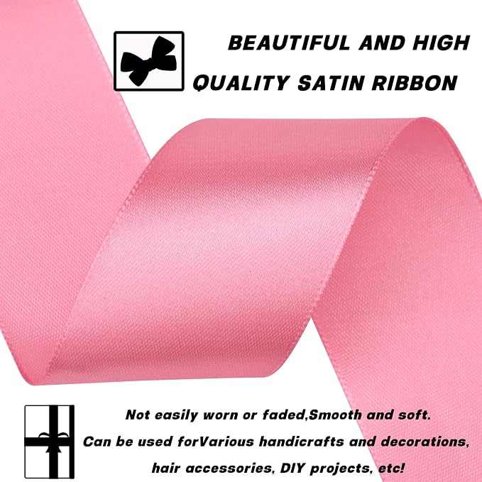 1-1/2 Inch 60 Yards Rose Gold Solid Satin Ribbon - Image 3