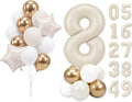 PartyWoo Number Balloons 40 Inch White Number 8 Kit 25pcs by PartyWoo
