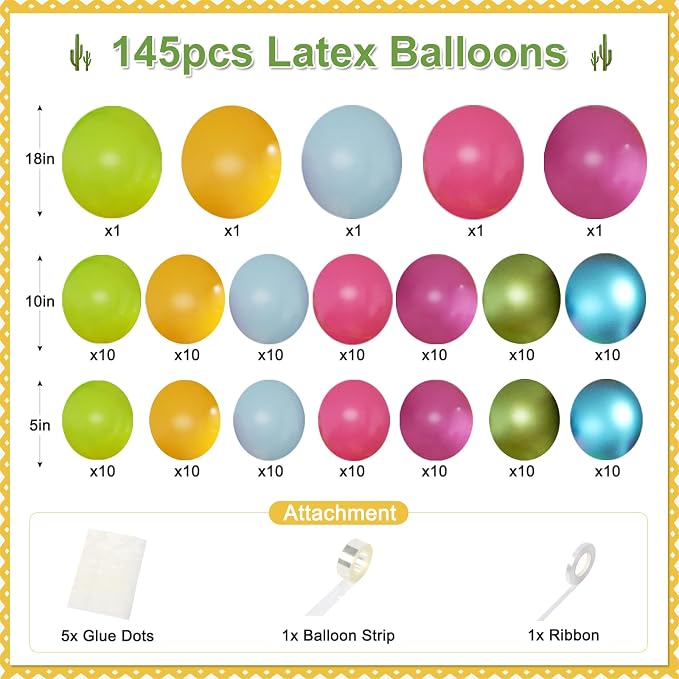 CROSSFINGERS Mexican Cinco de Mayo Fiesta Balloon Arch Kit - Image 5