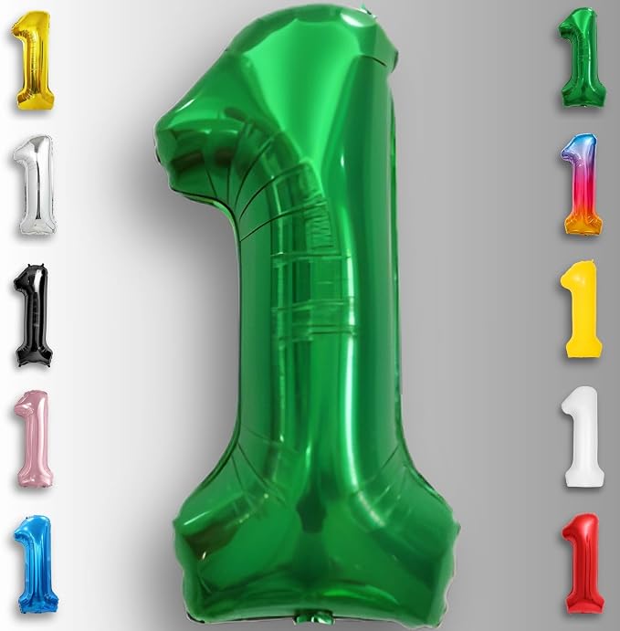 Green Number Balloon 1 Mylar Foil Balloons 32 inch - Image 5