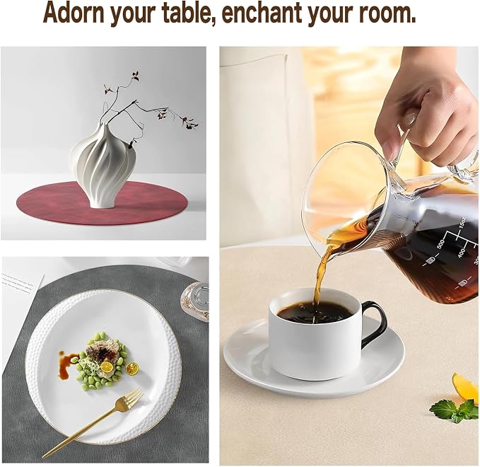 UnivoColors Placemats Round Faux Leather Placemats Set of 8-Waterproof-Wipe - Image 9