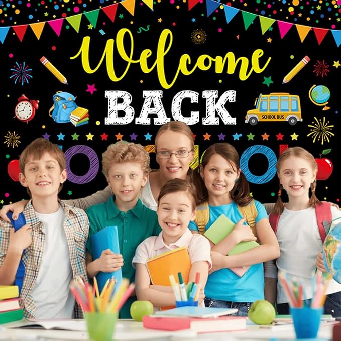 Welcome Back to School Backdrop, 72 x 44 Inch First Day of School Banner | - Image 2