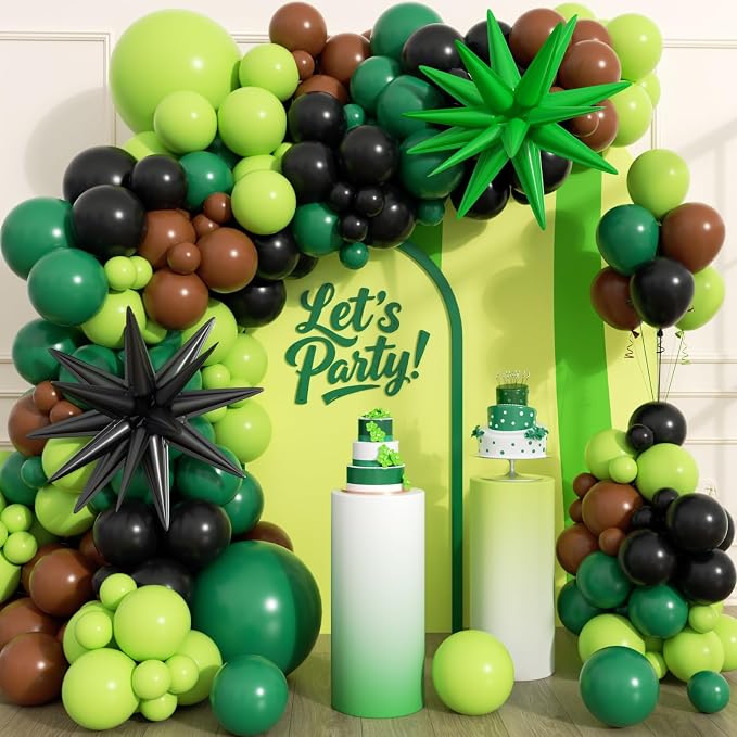 164Pcs Green and Brown Balloon Garland Arch Kit by Unknown