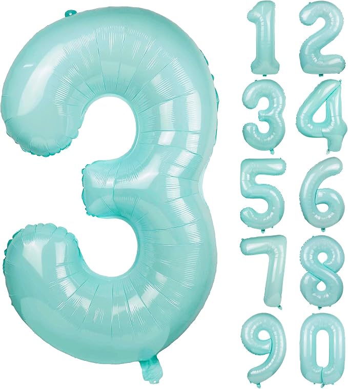 Macaron Blue Number 3 Balloon 40in Large Helium Foil Polyester Film Balloon | by Exquisitehighqualitypartydecorationstomeetyoureveryneed%EF%BC%81