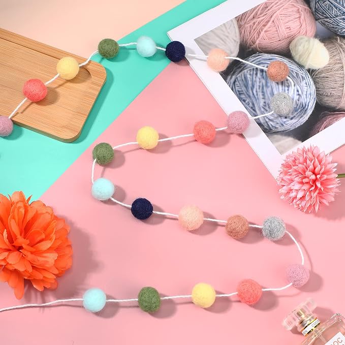 Irenare 9.8 ft Pom Pom Garland for Classroom Felt Rainbow Garland Back to - Image 5