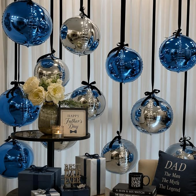 Blue Silver Round Foil Balloons - Image 5