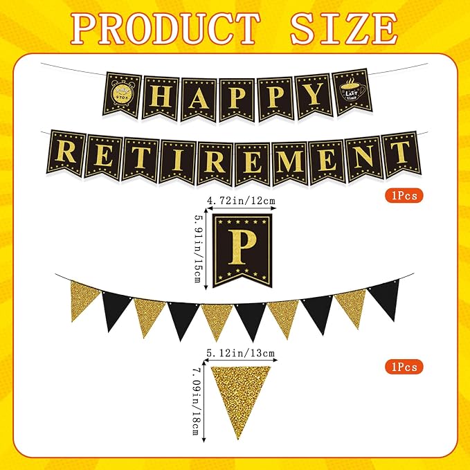 Retirement Party Decorations Black and Gold Happy Retirement Banner Gold - Image 4